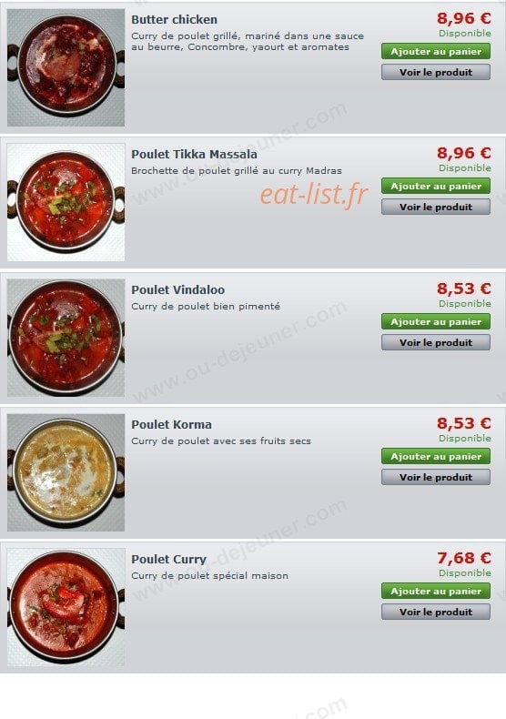 Allo Resto Indien — carte page 8