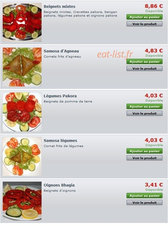 Allo Resto Indien — carte page 1
