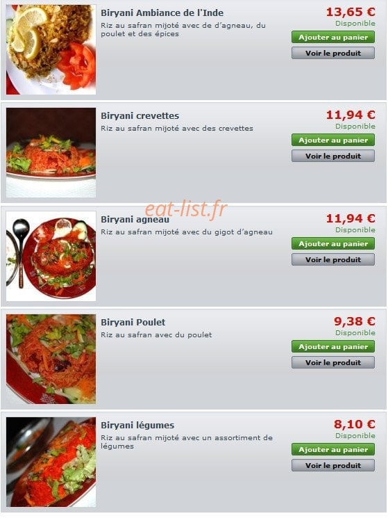 Allo Resto Indien — carte page 6