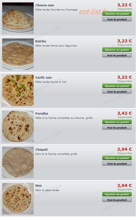 Allo Resto Indien — carte page 3
