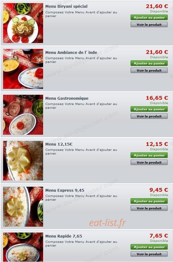 Allo Resto Indien — carte page 9