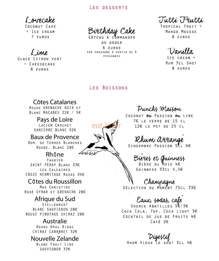 Au Coco de Mer — carte page 2