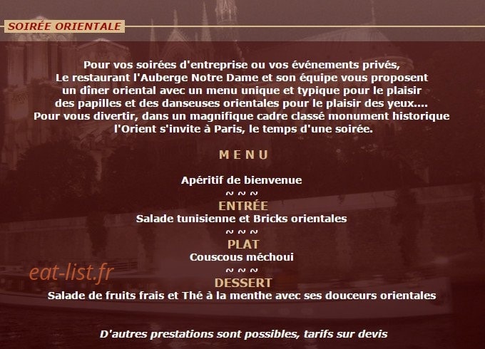 Auberge Notre Dame — carte page 6