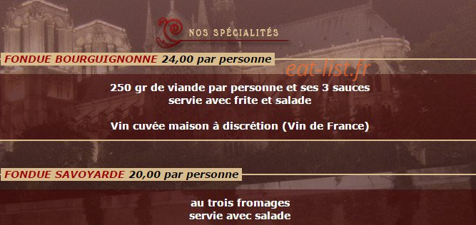 Auberge Notre Dame — carte page 4