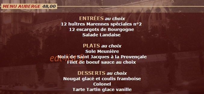Auberge Notre Dame — carte page 3