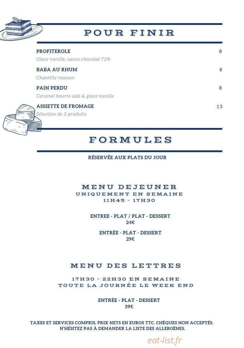 Bistro des Lettres — carte page 4