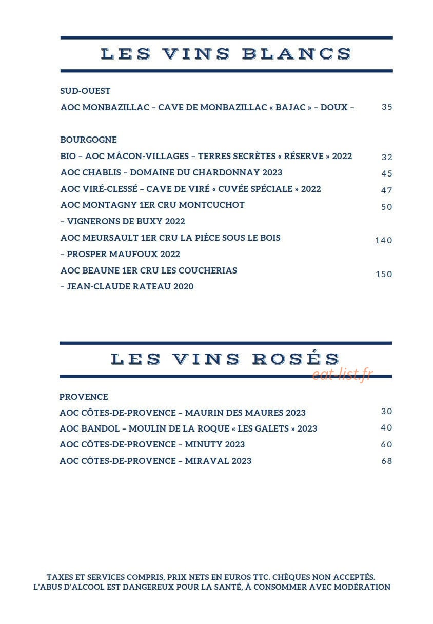 Bistro des Lettres — carte page 9