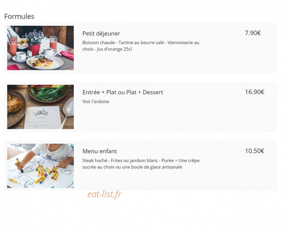 Bistro Mauzac — carte page 1