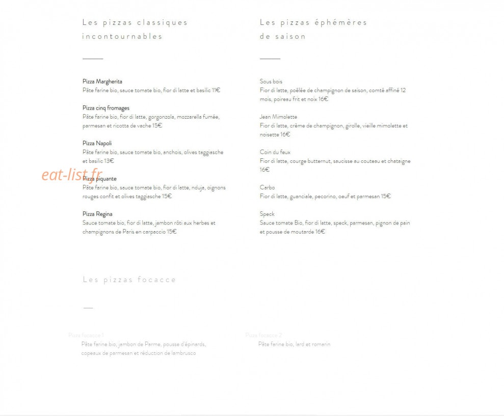 Bonvivant Pizza — carte page 1