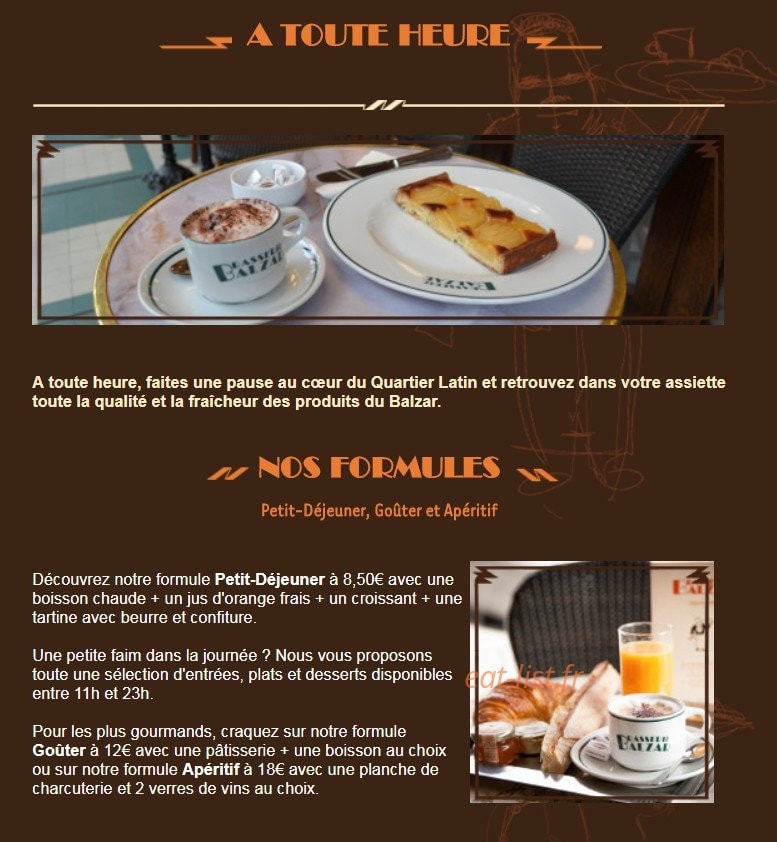 Brasserie Balzar — carte page 5