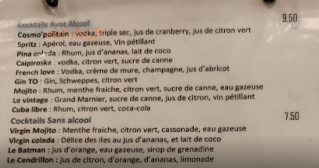 Brasserie Cosmo — carte page 3