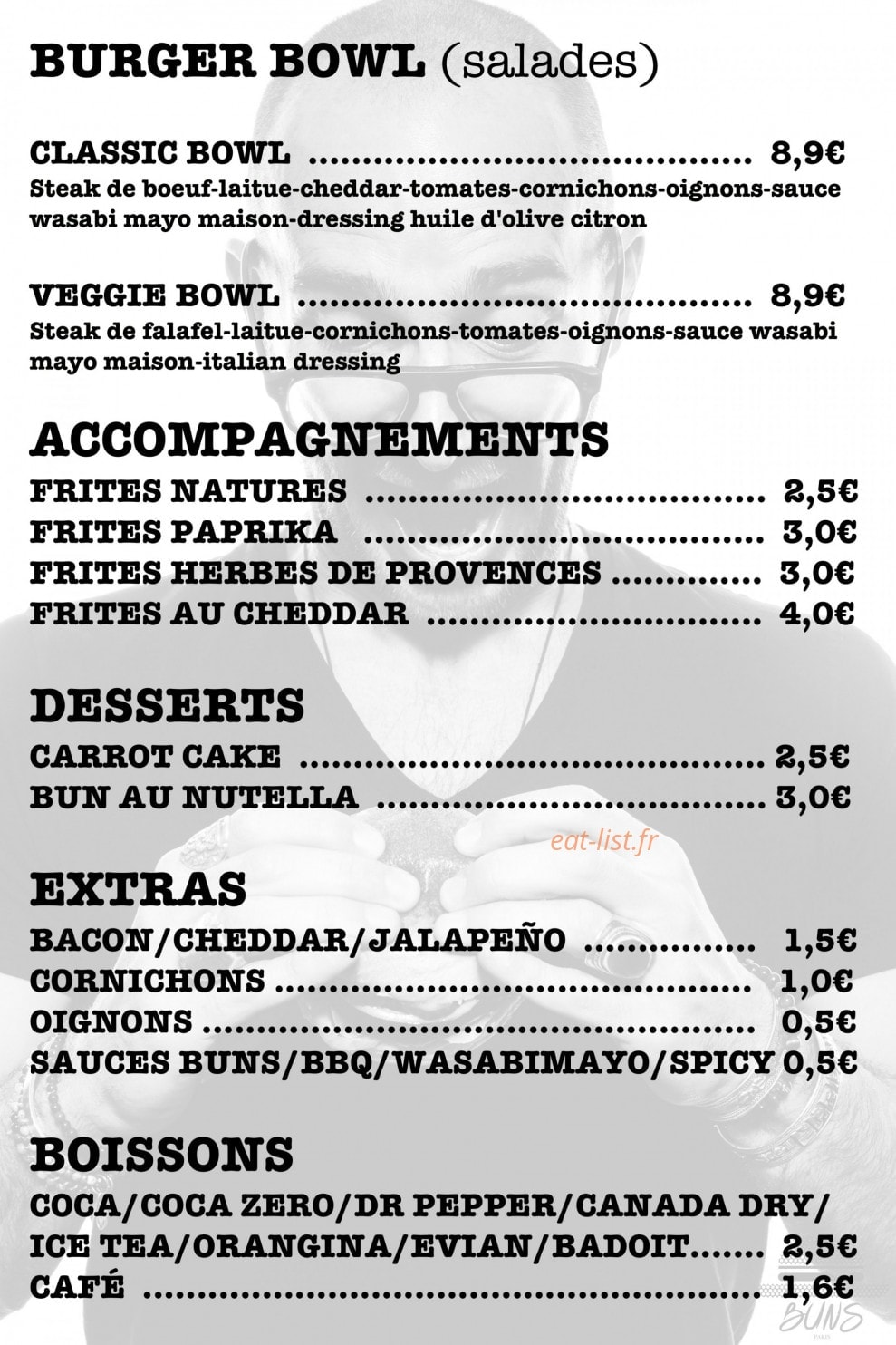 Buns Paris — carte page 2