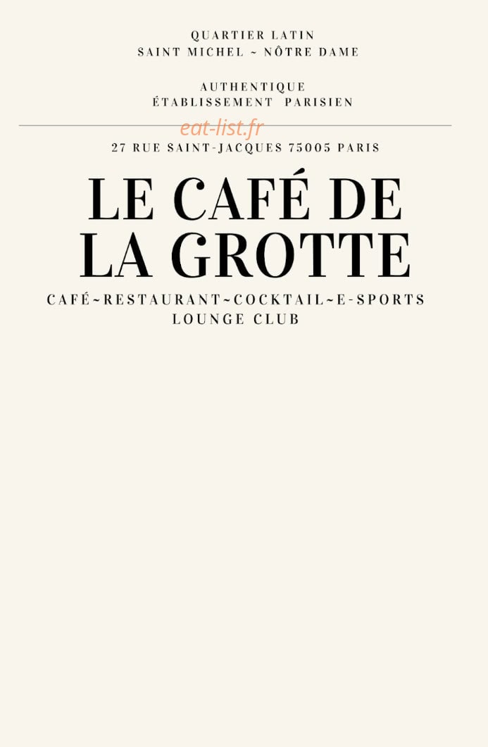 Café de la Grotte — carte page 1