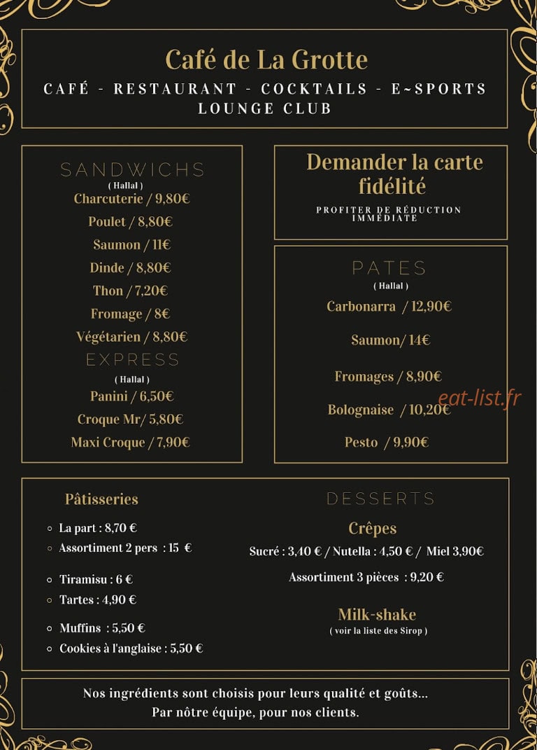 Café de la Grotte — carte page 2