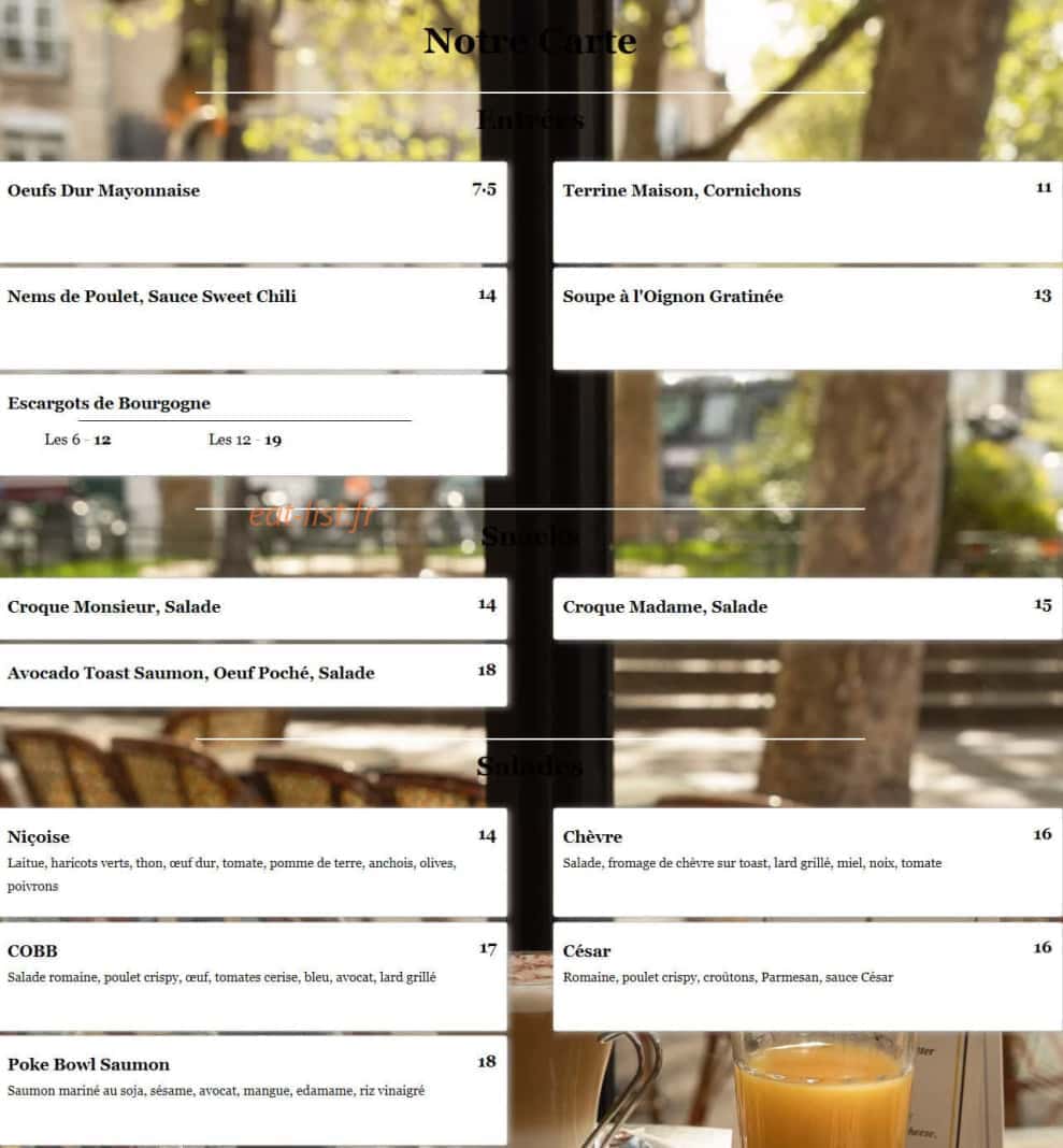 Café du Métro — carte page 1