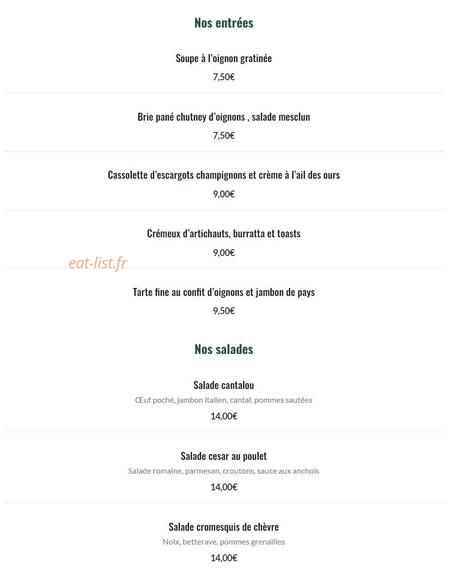 Café le Censier — carte page 1