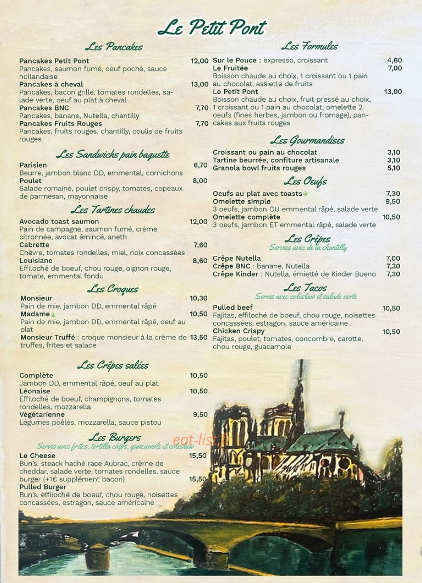 Café Le Petit Pont — carte page 1