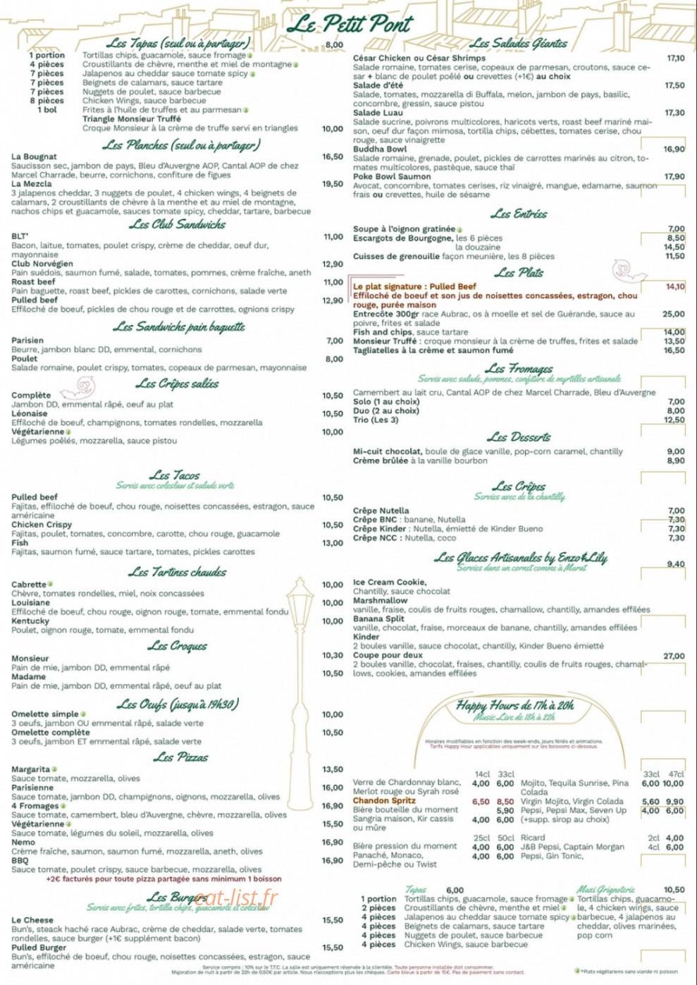 Café Le Petit Pont — carte page 2