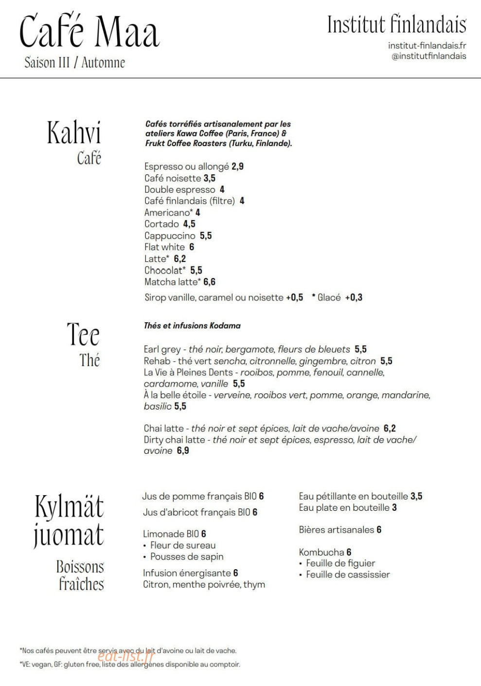 Café Maa — carte page 2