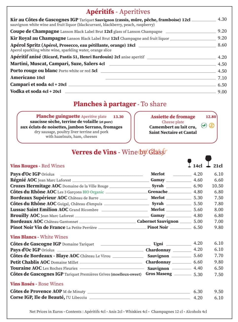 Café Panis — carte page 5