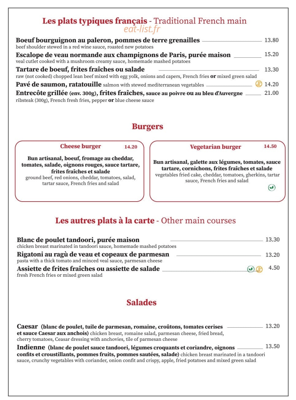 Café Panis — carte page 3