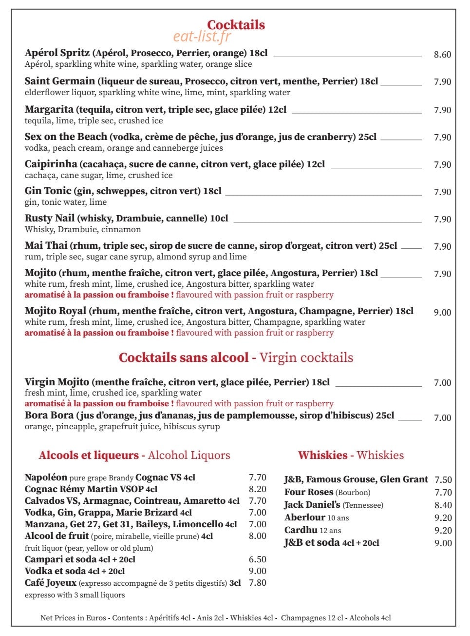 Café Panis — carte page 8