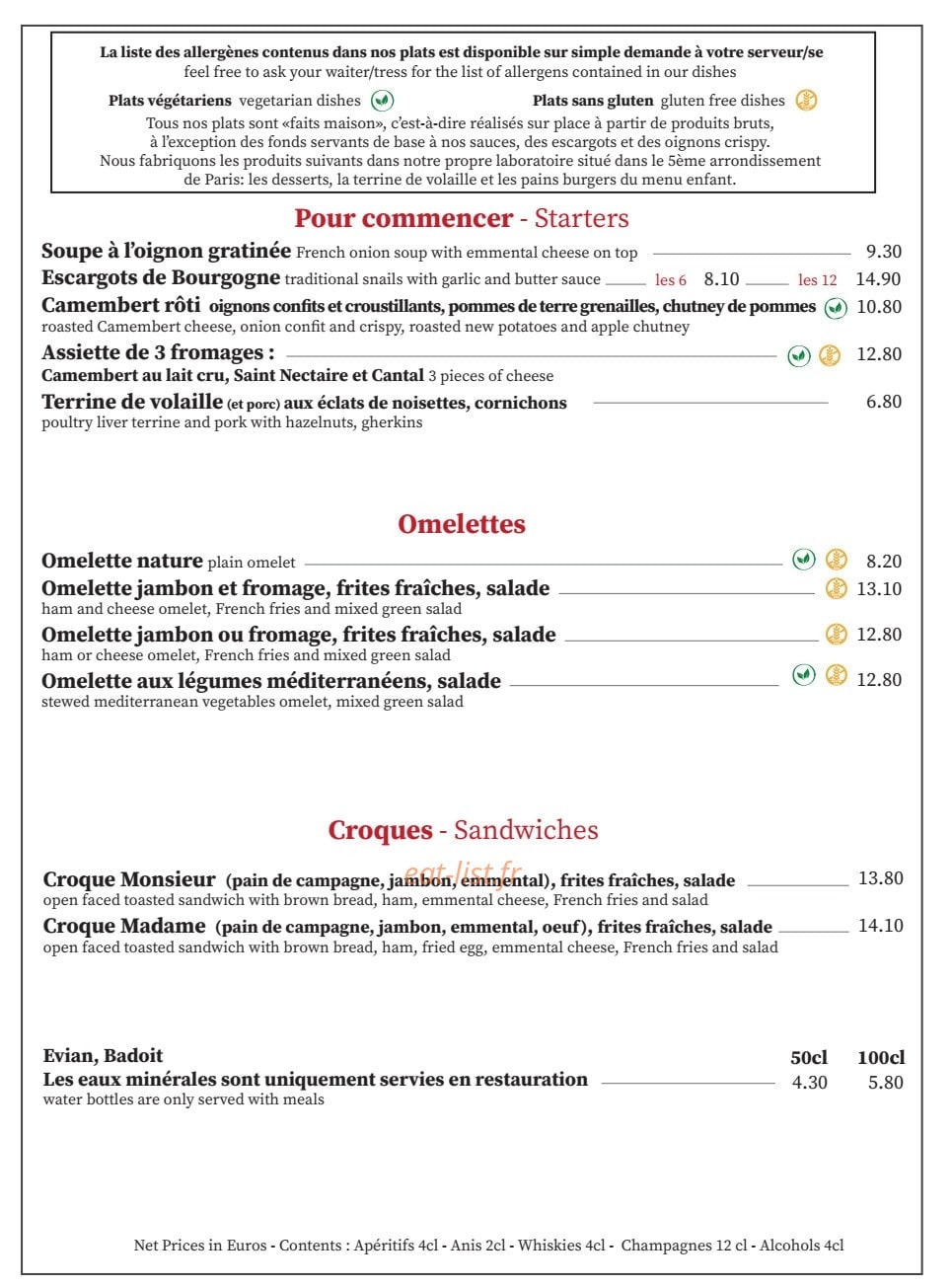 Café Panis — carte page 2