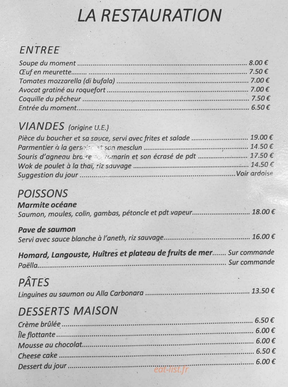 Café Val de Grâce — carte page 1