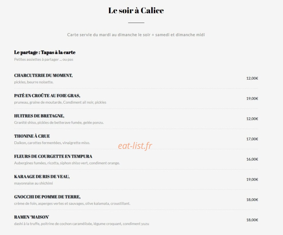 Calice — carte page 2
