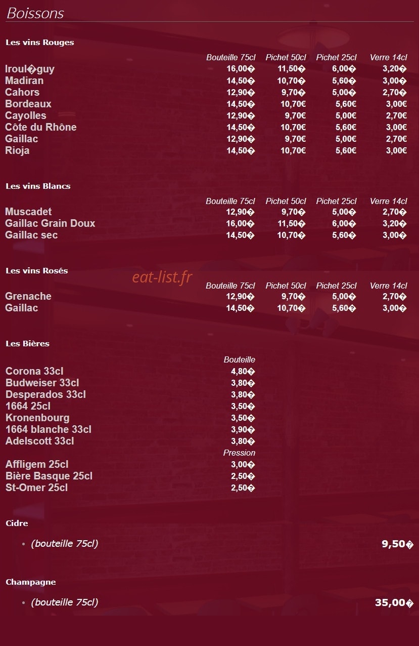 Chez Gladines — carte page 3