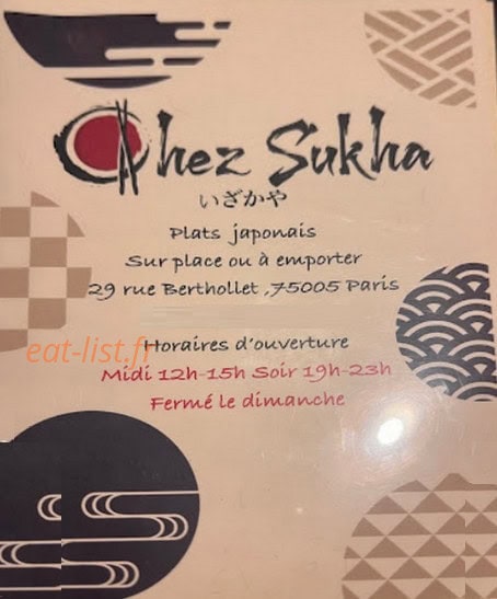 Chez Sukha — carte page 1
