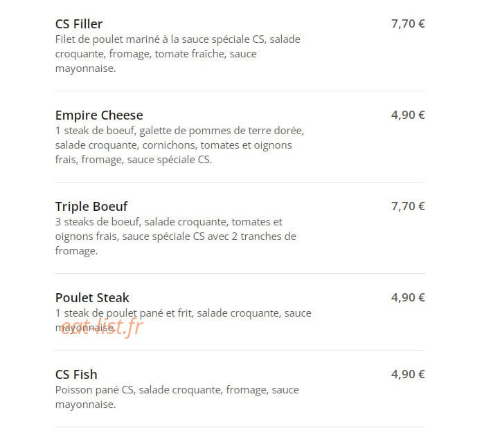 Chicken Spot — carte page 9