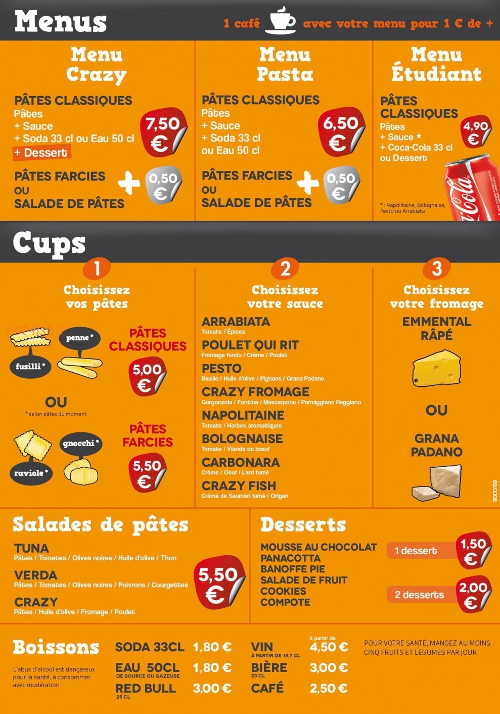 Crazy Pasta à Paris 5 - menu et photos