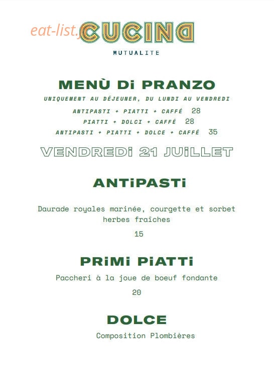 Cucina Mutualité — carte page 1