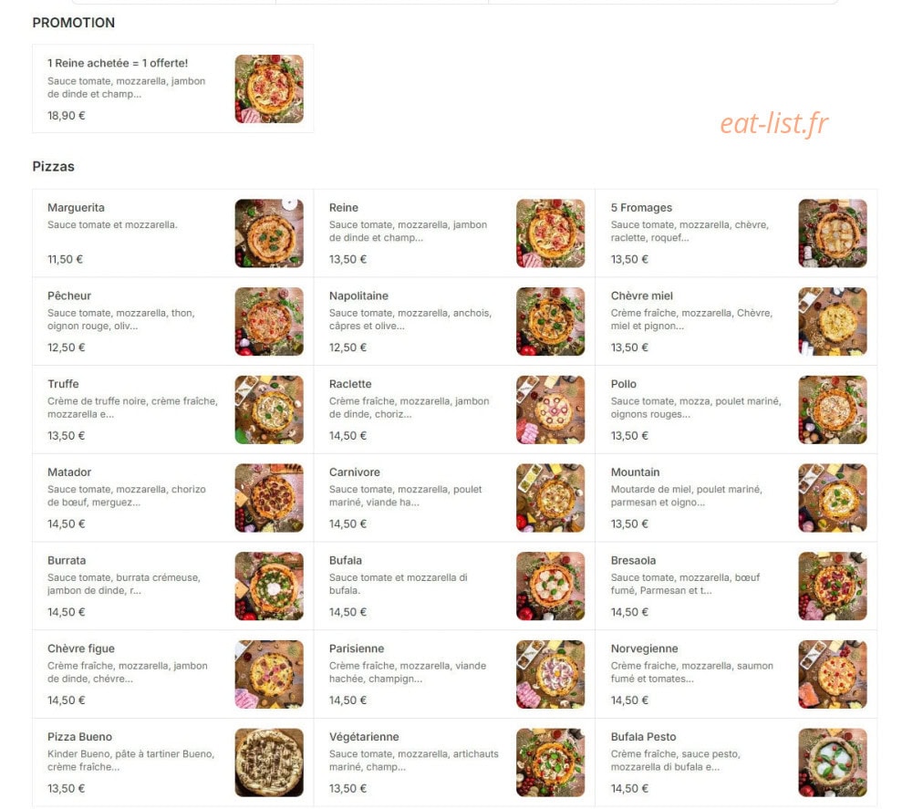 Dolce Pizza — carte page 1