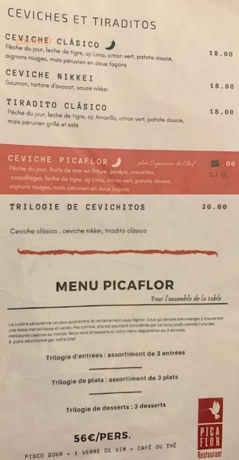 El Picaflor — carte page 1