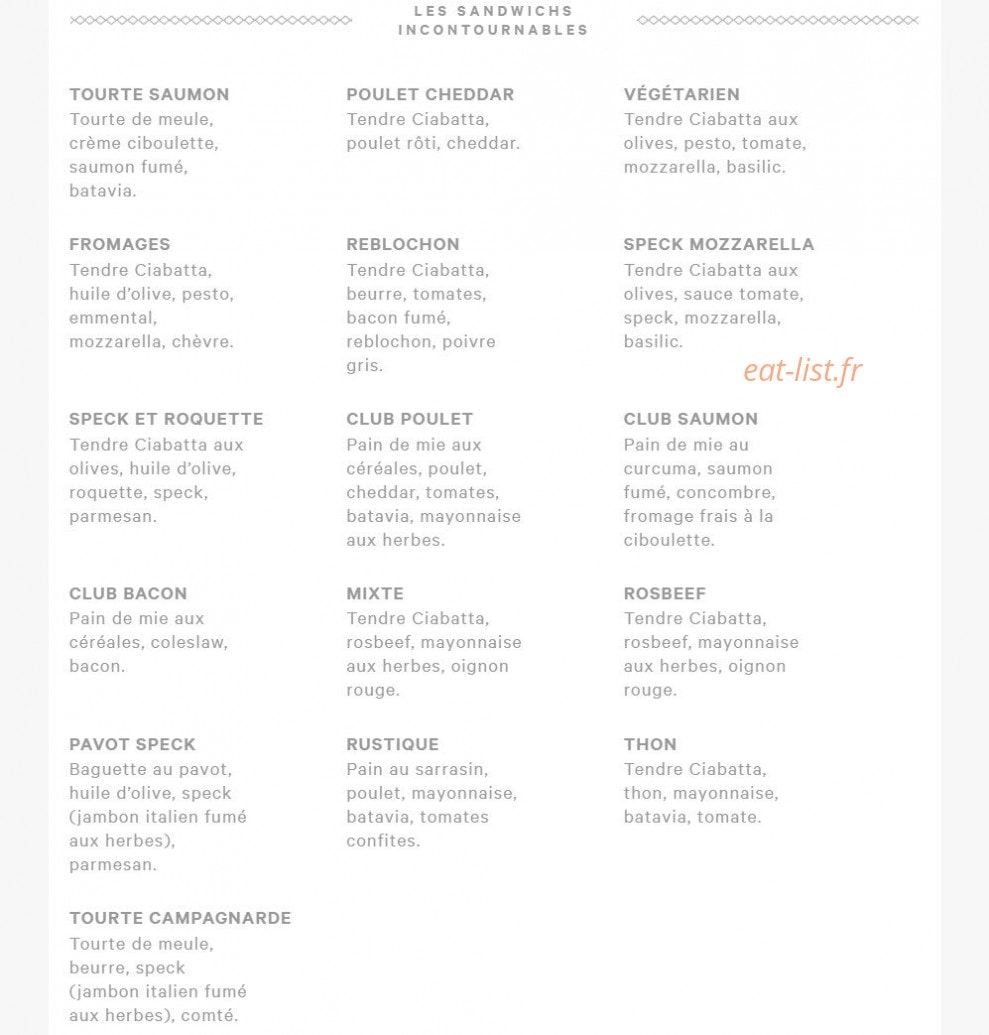 Eric kayser — carte page 1