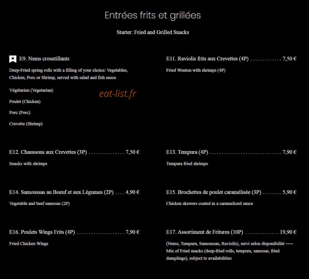 Etoile Gourmet — carte page 2