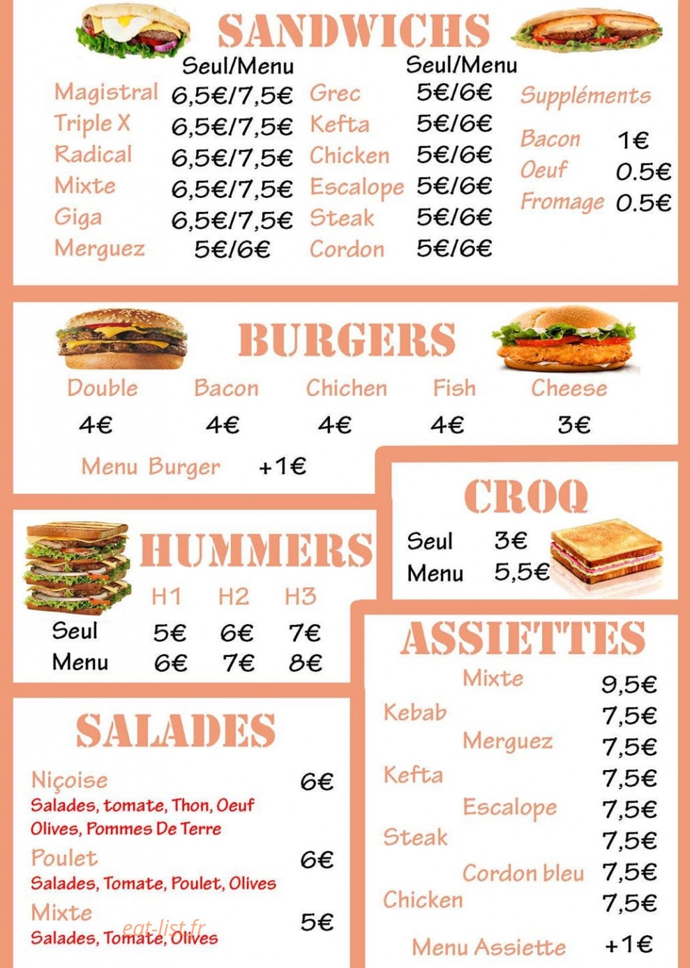 Golden Food — carte page 1