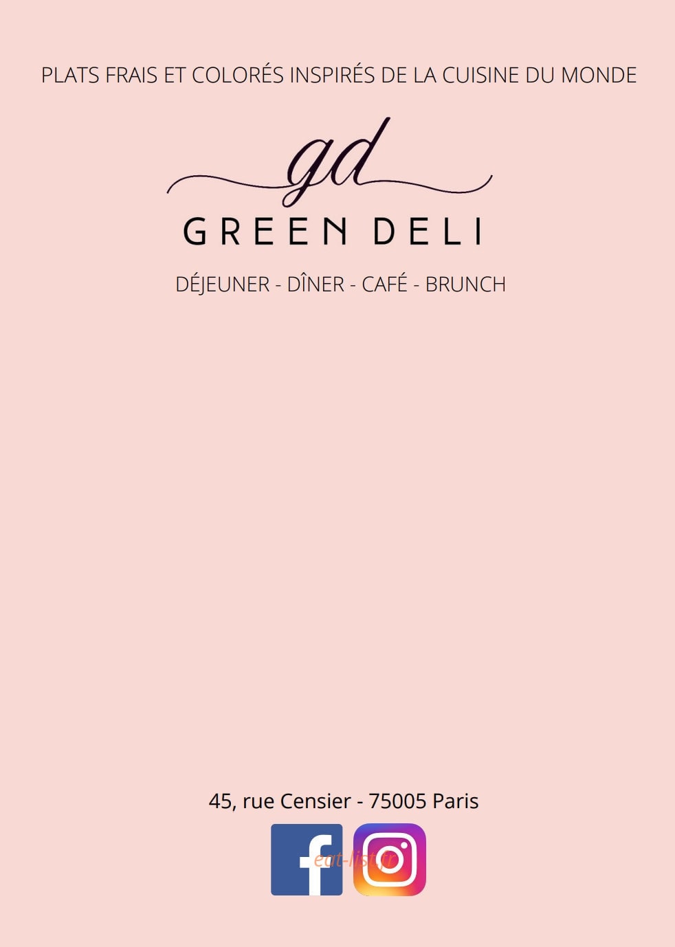 Green Deli — carte page 1