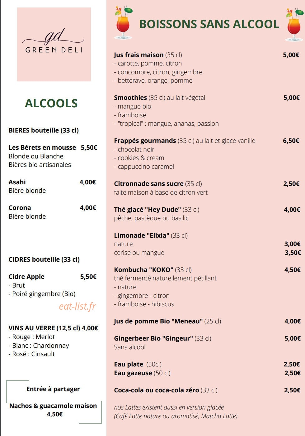Green Deli — carte page 2