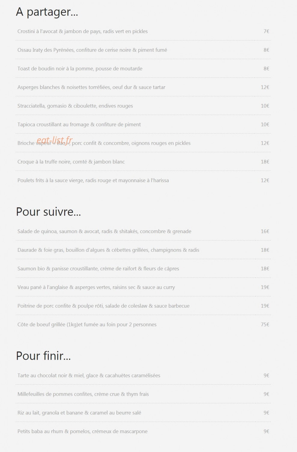 Hugo & Co — carte page 1