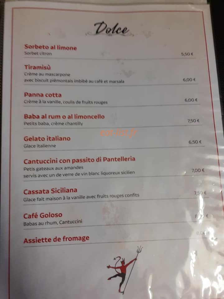 I Diavoletti Trattoria — carte page 1
