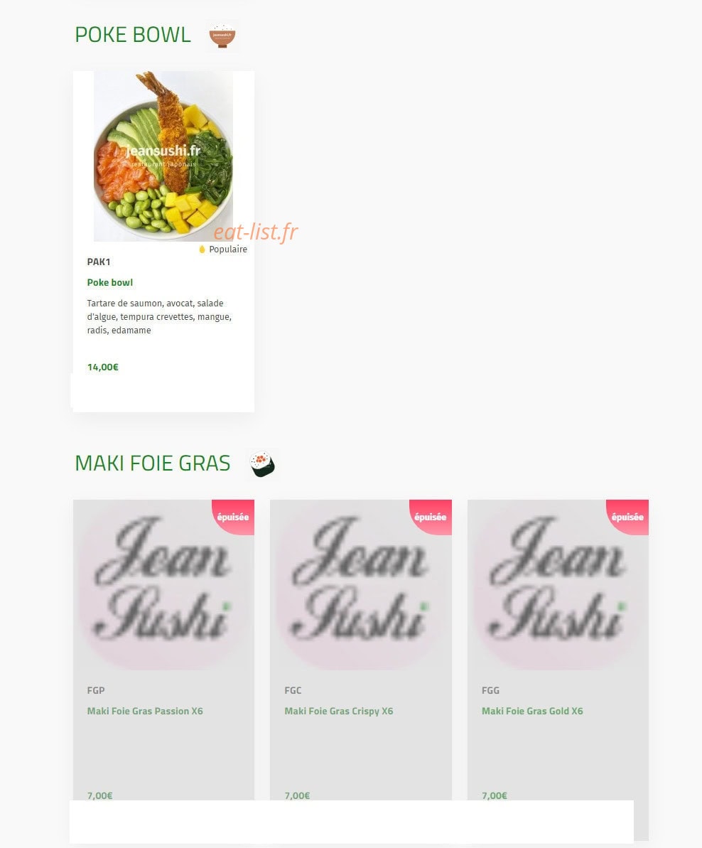 Jean Sushi — carte page 11