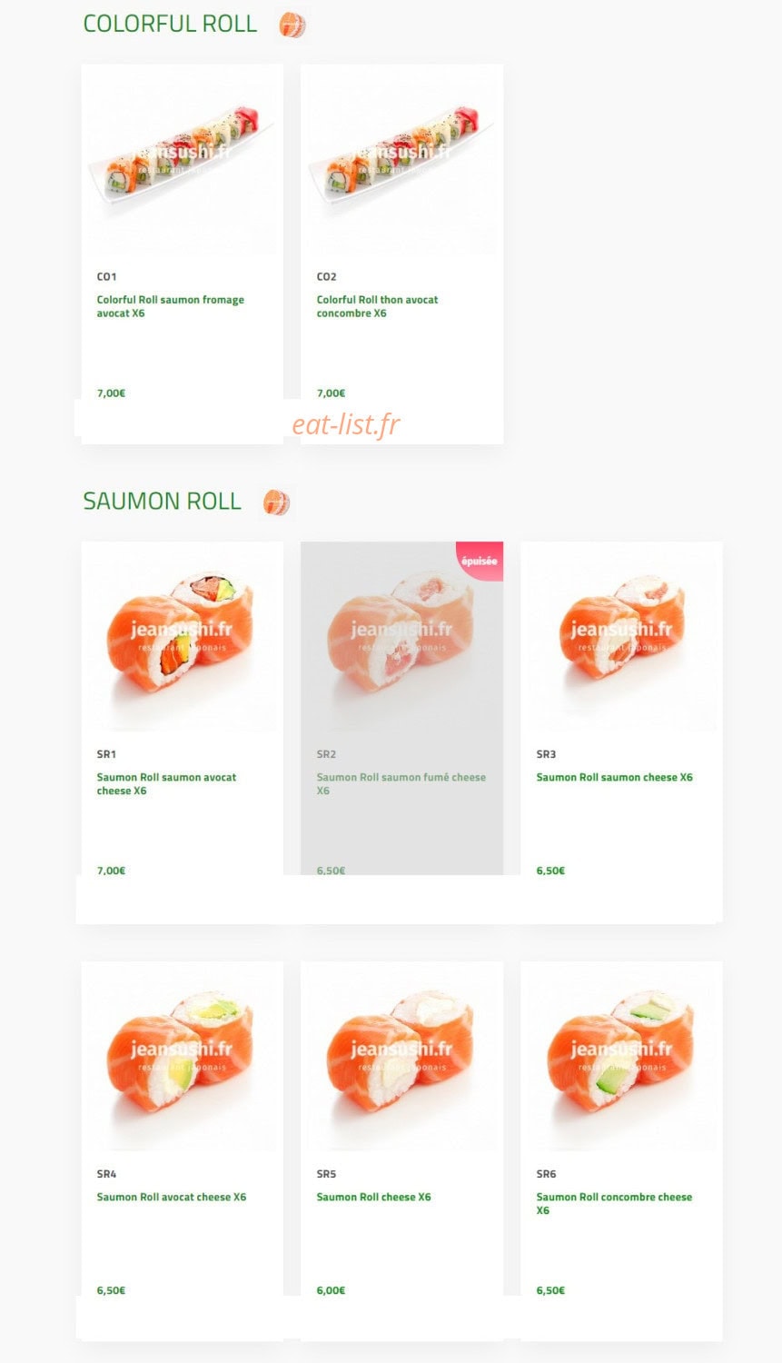 Jean Sushi — carte page 13