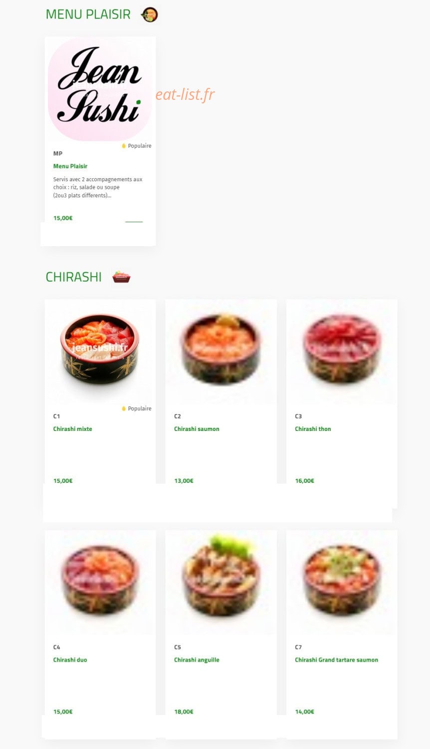Jean Sushi — carte page 8