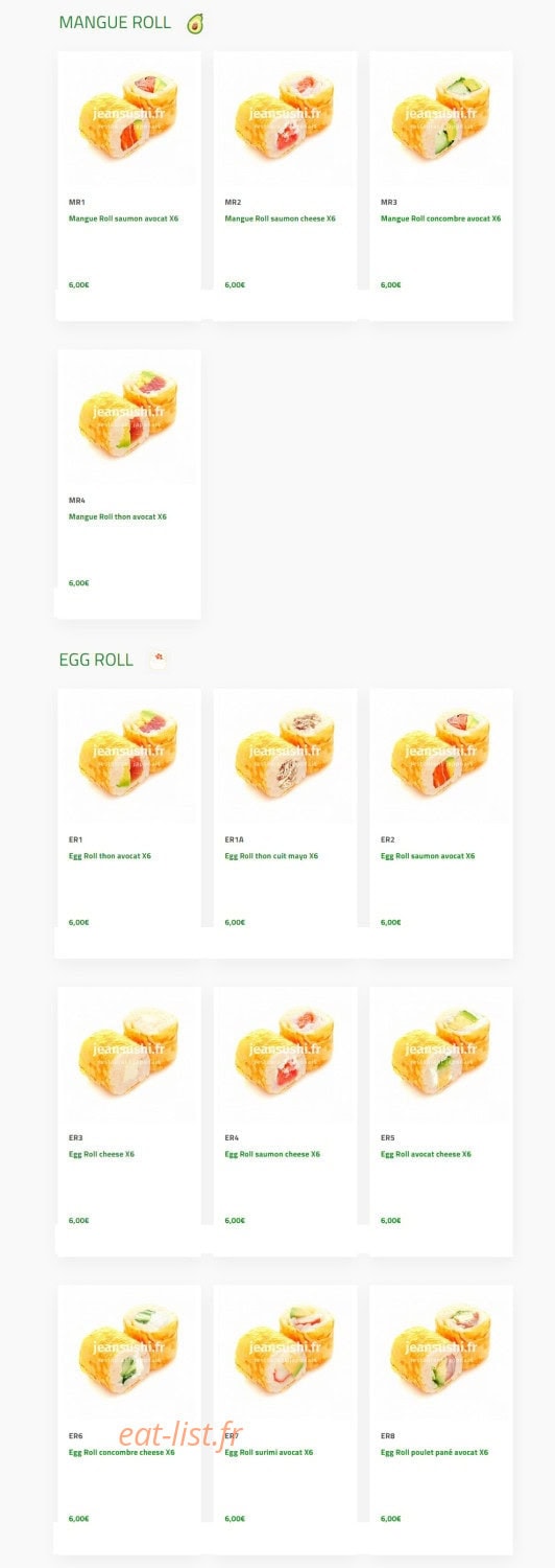 Jean Sushi — carte page 14