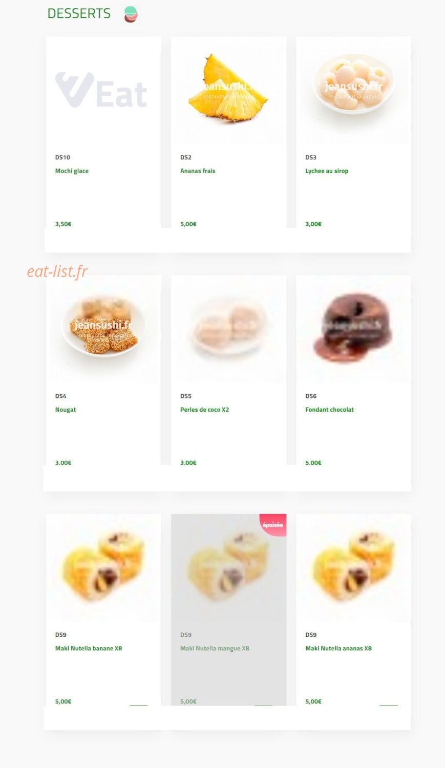 Jean Sushi — carte page 27