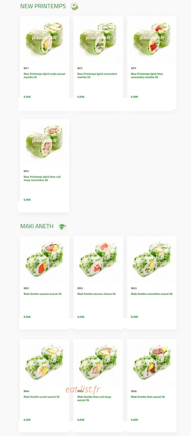 Jean Sushi — carte page 15