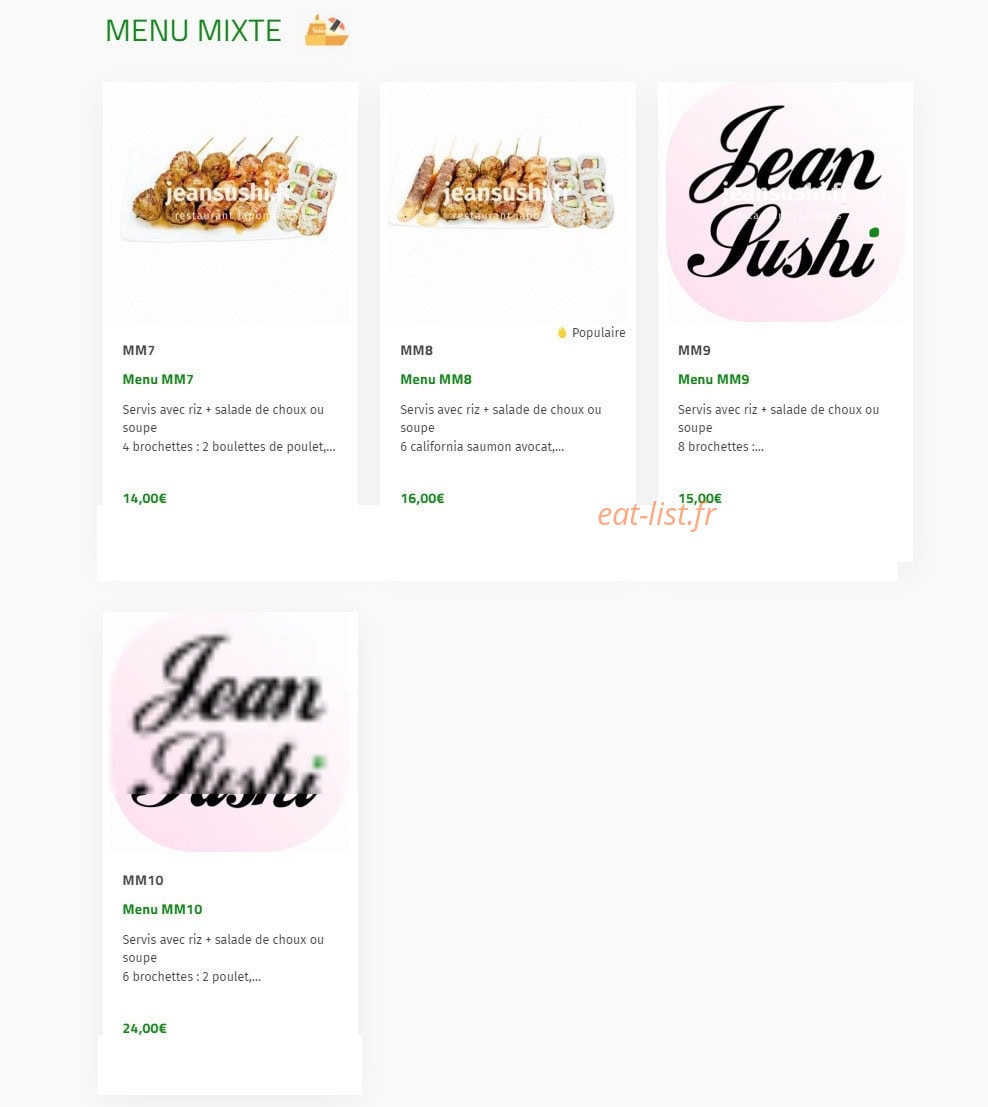 Jean Sushi — carte page 6